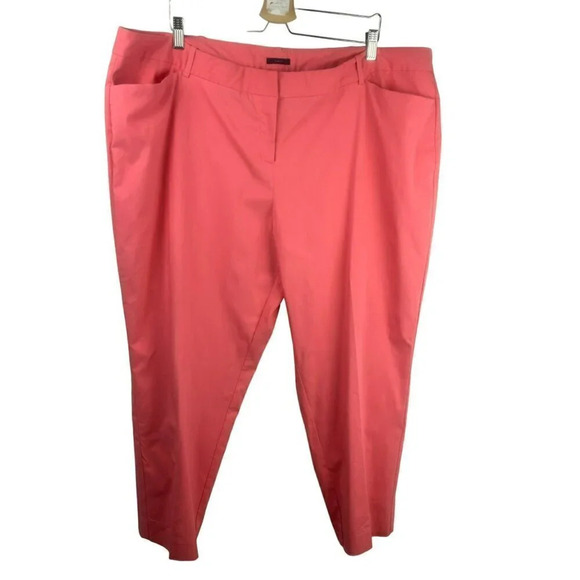 Worthington Slim Fit Pants Women Plus 24 Pink Coral Stretch Work Pastel Bright - Picture 1 of 8